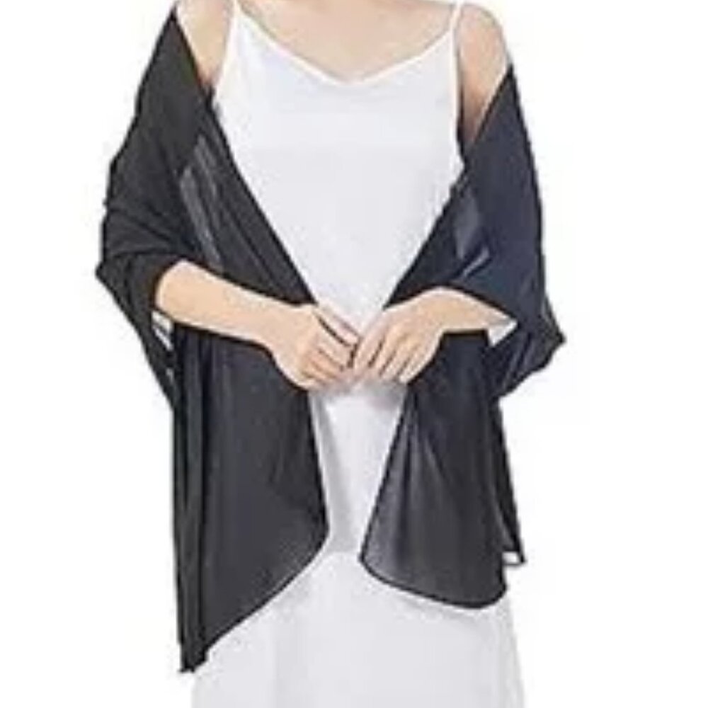 Wrap Shawl Basic Black Lightweight 31 x 66 inches